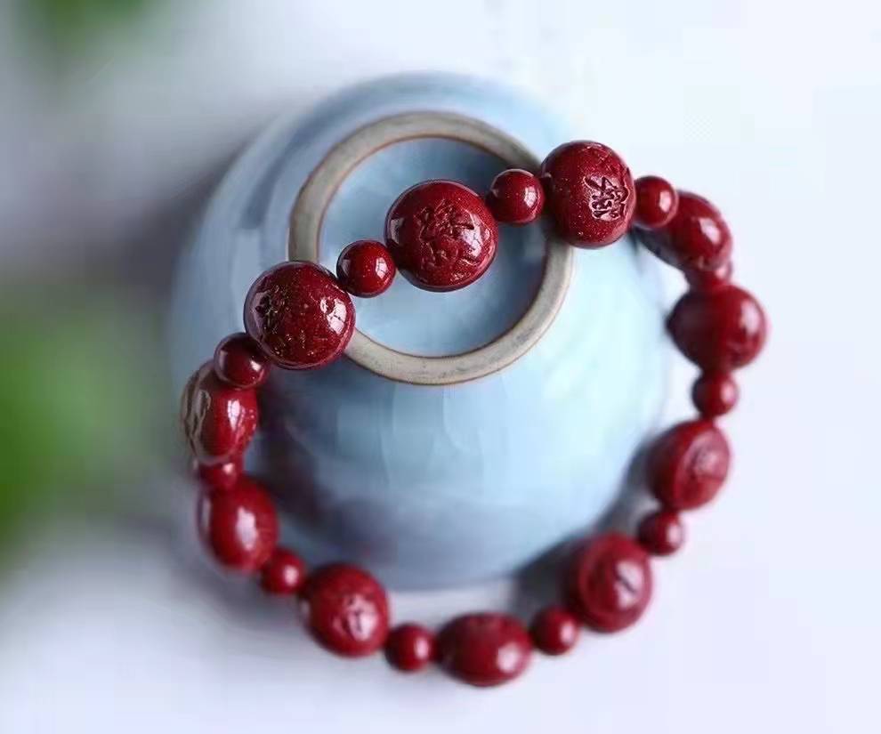 实拍高含量原矿朱砂紫金砂踩小人手链保真转运护身符情侣时尚百搭