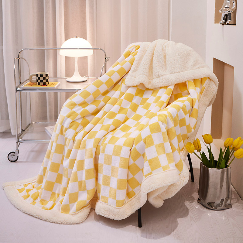 Exclusive for Cross-Border Amazon Hot Blanket Chessboard Grid Berber Fleece Blanket Thick Warm Double Flannel Wholesale