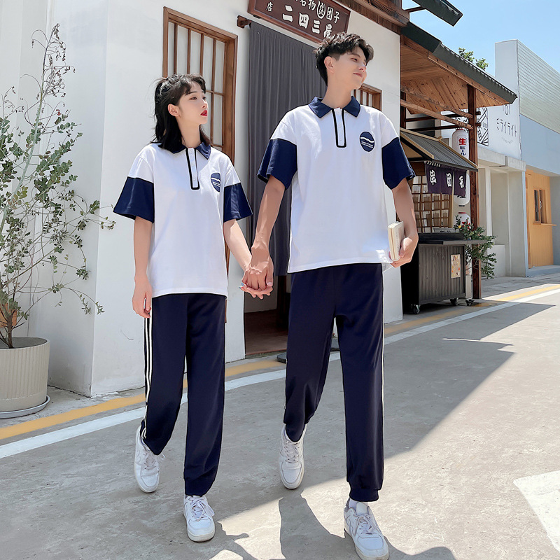 毕业季班服两件套初中高中学生校服韩版学院风运动会套装情侣夏装