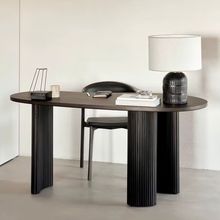 侘寂风全实木书桌椅组合家用茶台长桌腰形设计师老板电脑桌工作台