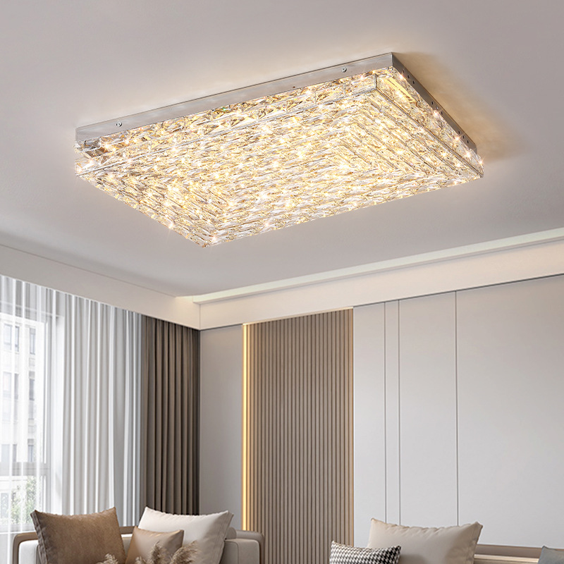 意式轻奢卧室吸顶灯led方形水晶灯设计师2024新款客厅高档大厅灯