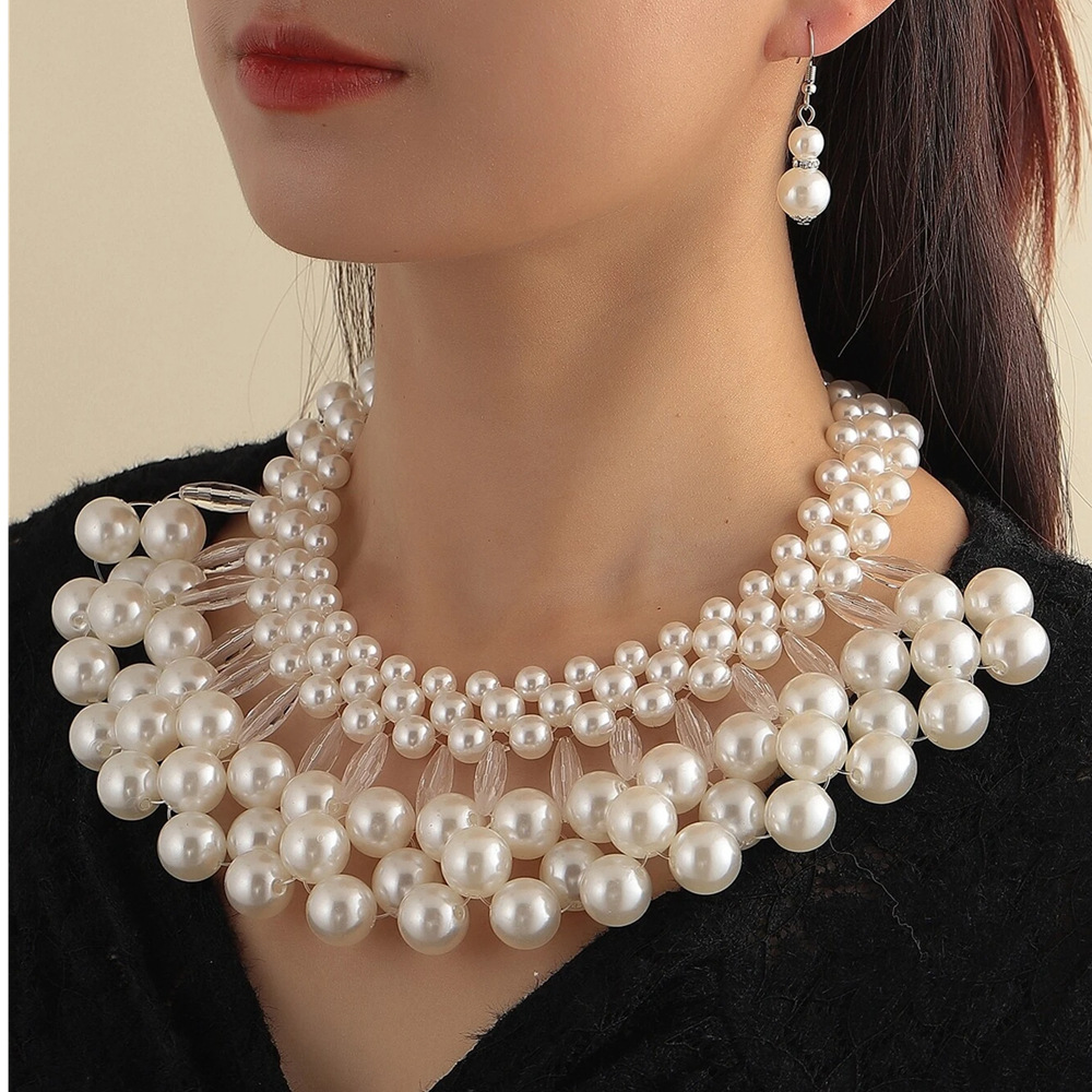 Imitation Pearl Necklace Necklace Small Shawl Necklace Multi-Layer Necklace Set Amazon Cross-Border Jewelry Supply