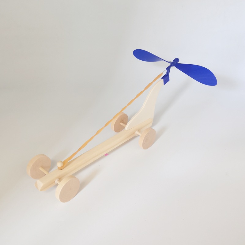 木制橡皮筋风力车stem橡筋动力车科技小制作小发明diy手工课风车