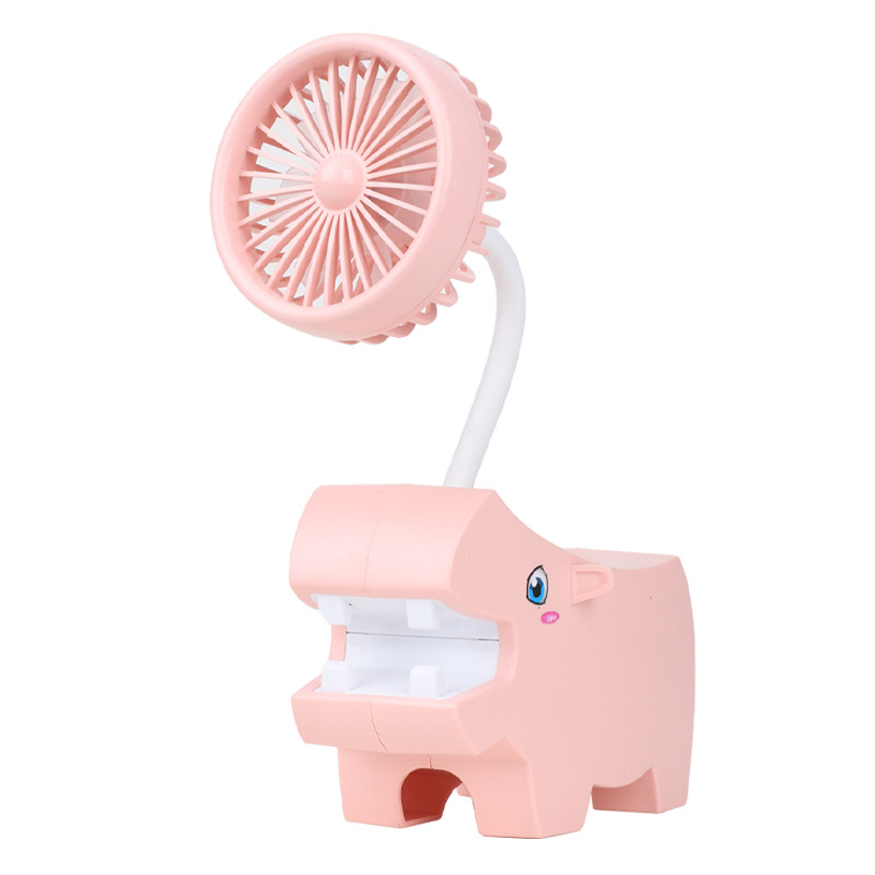 Cartoon Mini Hippo USB Student Dormitory Desktop Fan Gift Portable Desktop Large Wind Pen Holder Fan