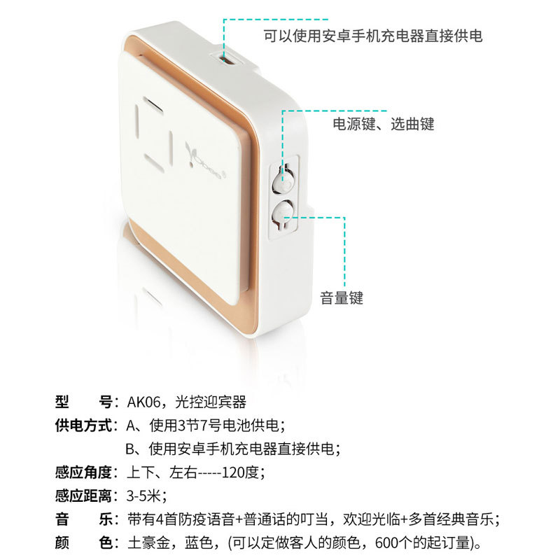 Door Visitor Chime Welcome to Hotel Supermarket Store Sensor Doorbell Epidemic Prevention and Control Voice Alerter