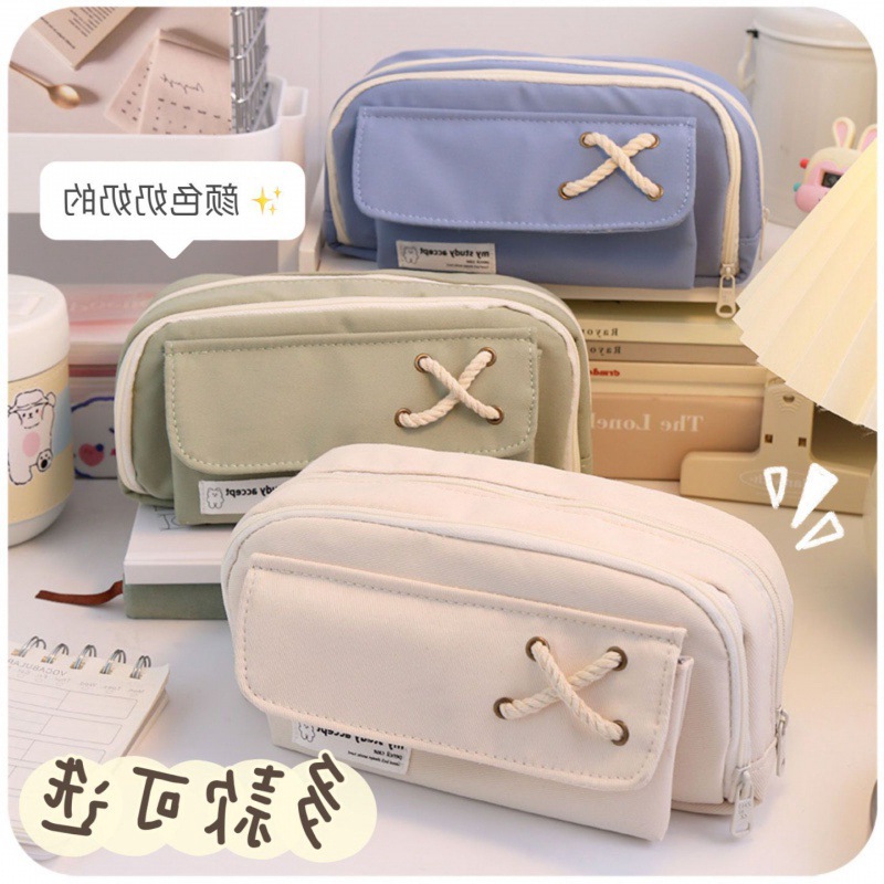 笔袋高颜值大容量简约小众文具笔盒初高中生值日系收纳包女孩
