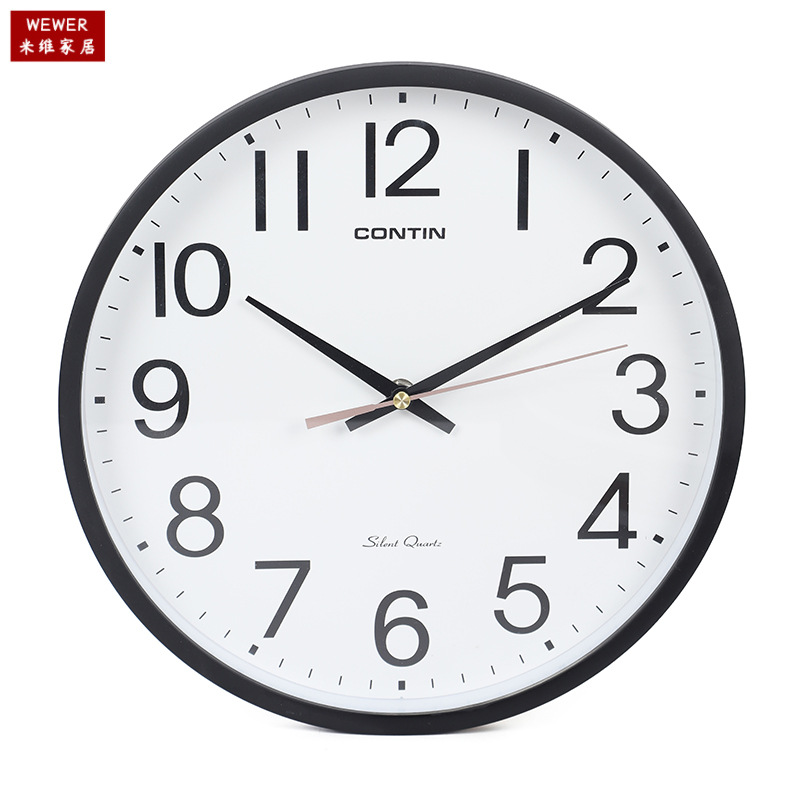Kangtian Contin Wall Clock round Home Office Simple Clear Large Font in Stock Wholesale Foreign Trade Factory Direct Sales