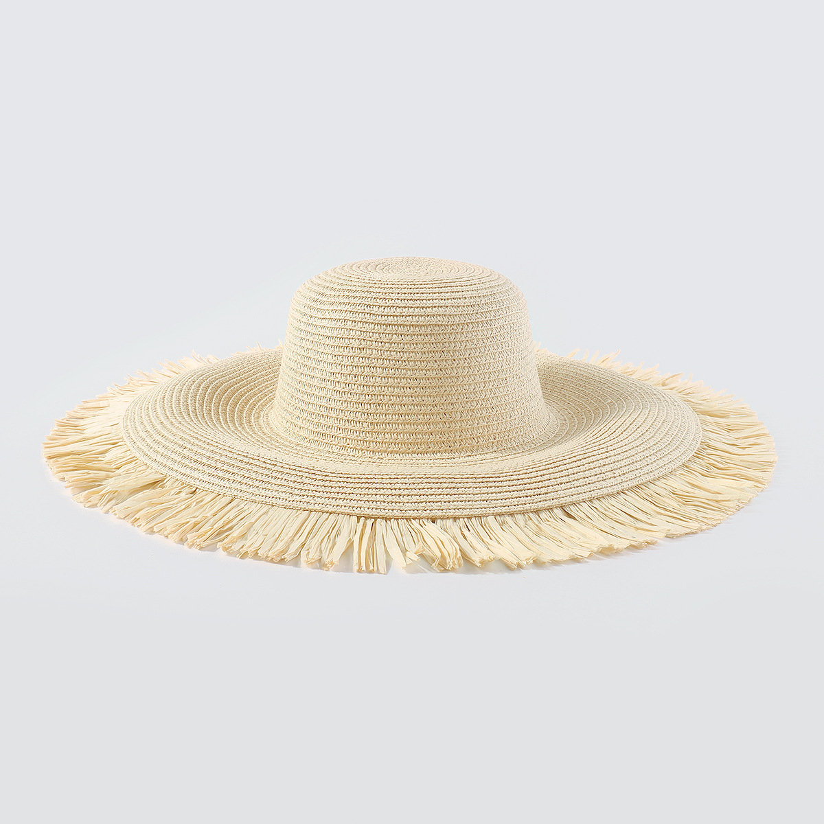 Fashion Bohemian Style Summer Outdoor Sun Hat with Wide Brim Casual Vacation Weaving Fur Brim Straw Hat for Women