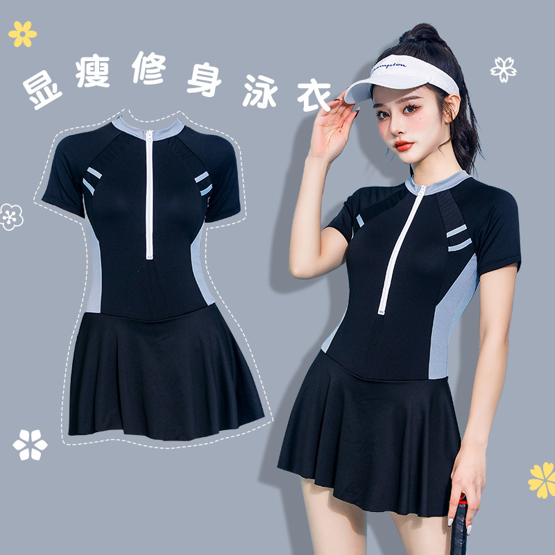 儿童连体泳衣女童学生少女2024新款可爱时尚洋气中大童游泳装批发