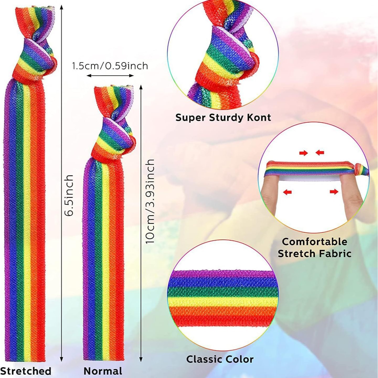 Cross-Border Lgbt Rainbow Knotted Headband Hair Band Pride Moon Wrist Strap Accessories Lanyard Hair Rope Bulk