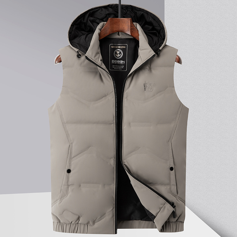 down Vest Men's Autumn and Winter Warm White Duck down Vest 2023 New Men's down Jacket Waistcoat Detachable Cap