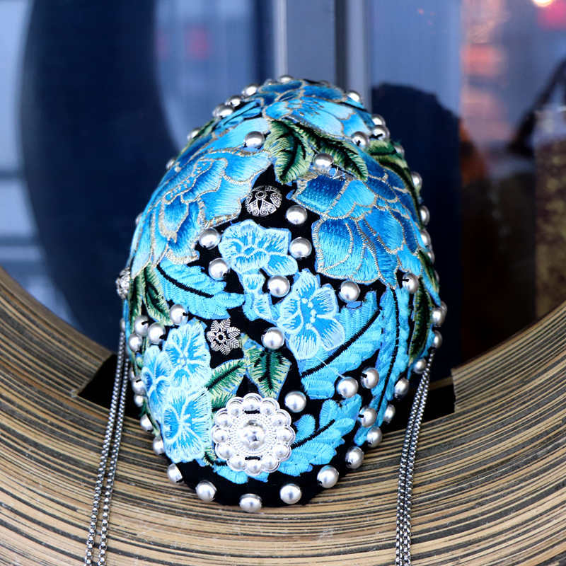 网红中国风绣花发箍夸张复古国潮重工刺绣头饰女宽边汉服搭配发箍