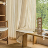 Japanese stripe Flax Curtain yarn a living room balcony Windows Translucency Impervious Cotton and hemp Window screening Shalian