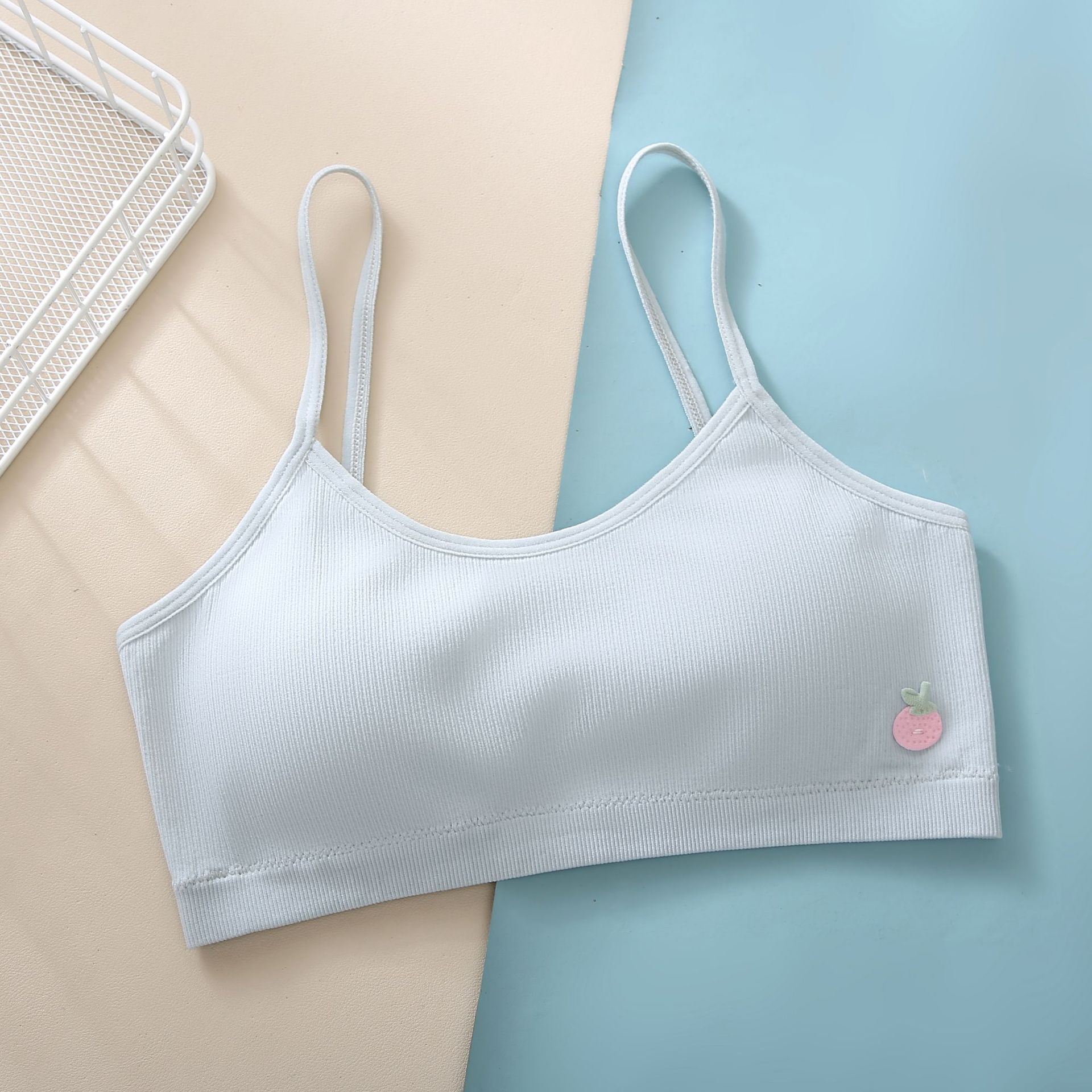 少女青春期一体式固定杯文胸初高中学生无缝发育期内衣女孩小背心