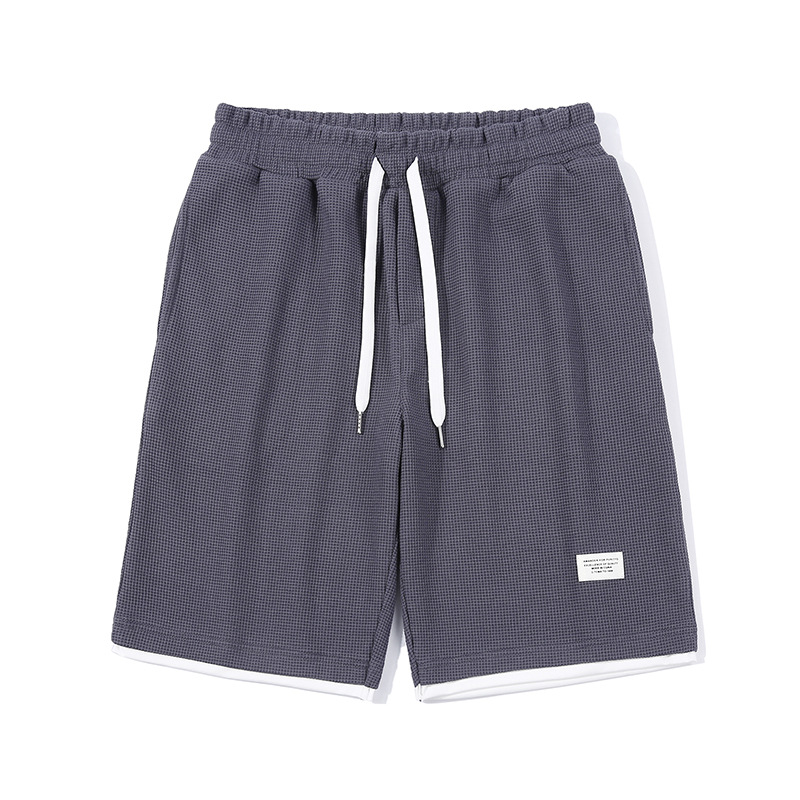 鲲海鹏云男装 华夫格短裤男夏季新款休闲宽松运动五分裤日系潮牌