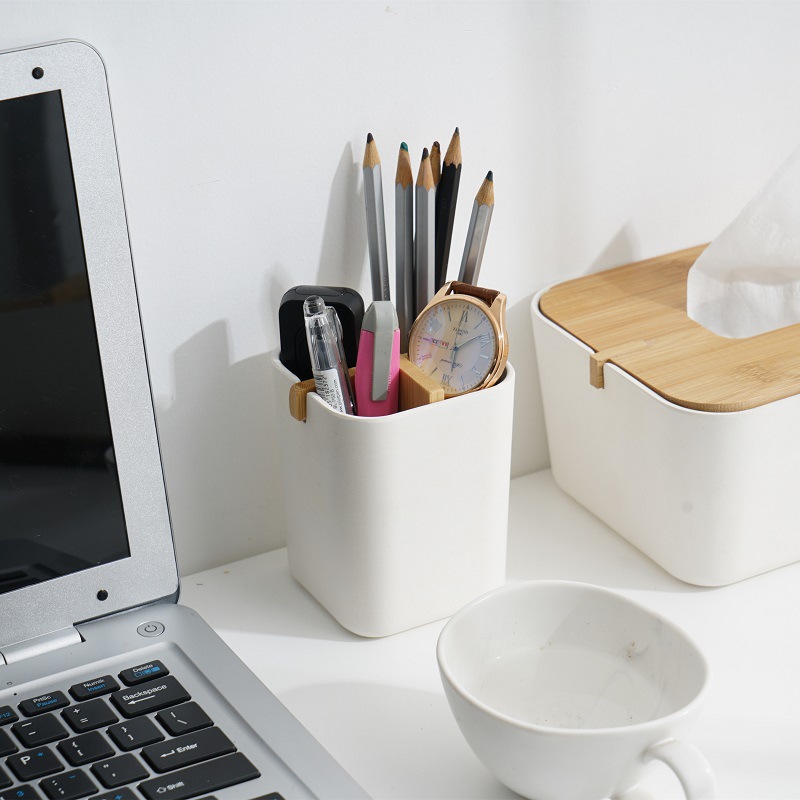 Bamboo Four-Grid Storage Box Bamboo Fiber Bathroom Toothbrush Holder Bamboo 4-Grid Toothbrush Holder