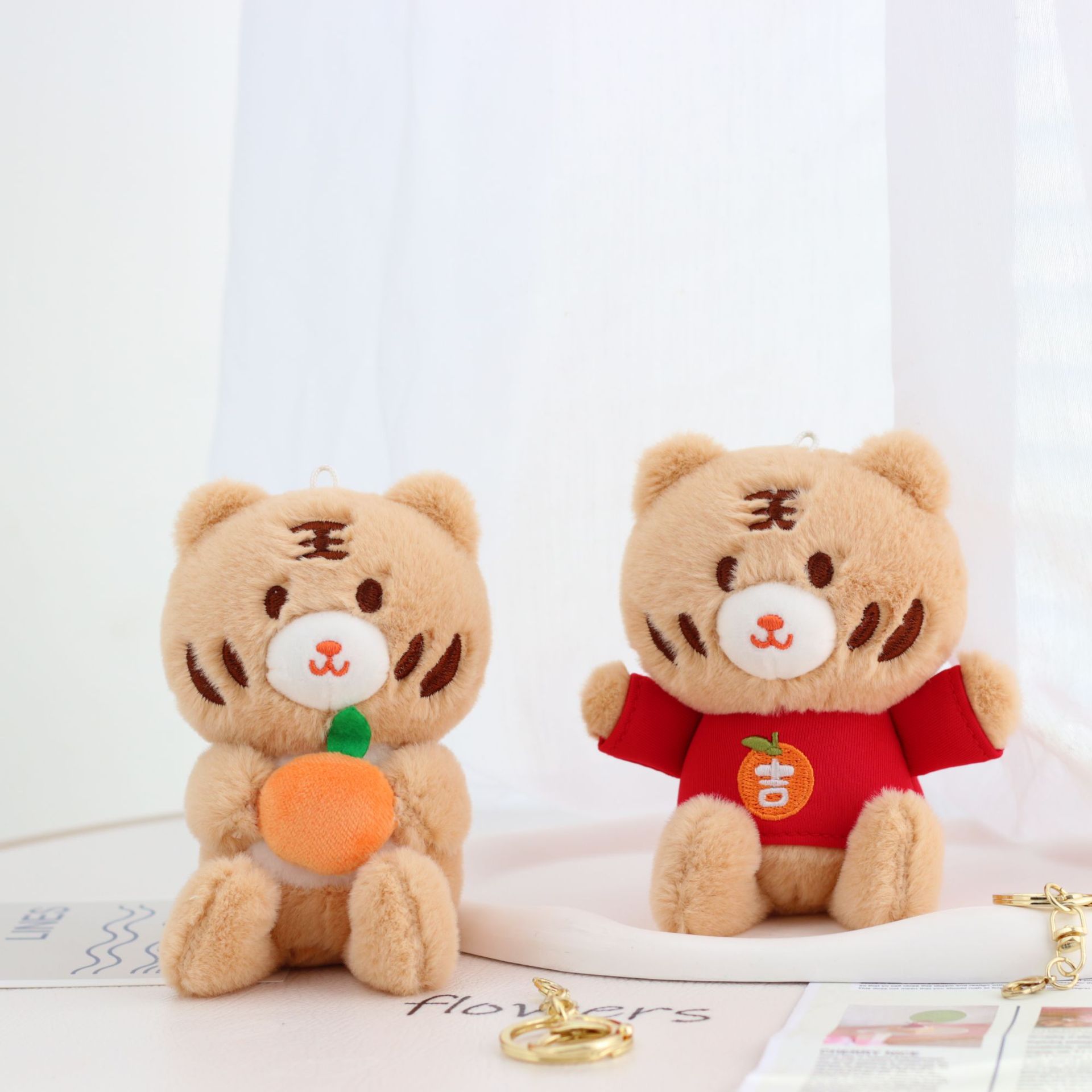 小老虎书包挂件公仔毛绒玩偶玩具 可爱情侣汽车钥匙扣背包挂饰