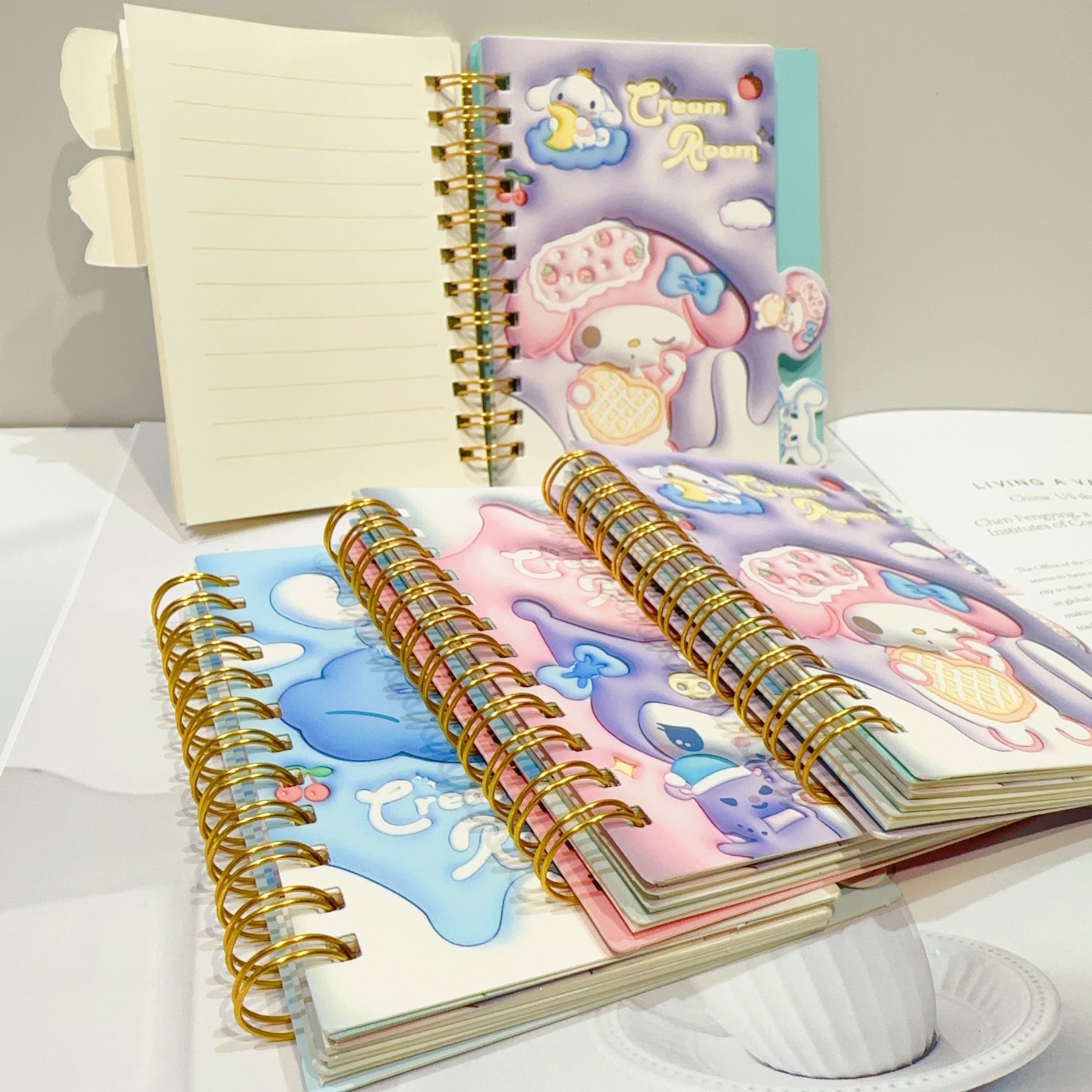 New Sanliou Coil Notebook Acrylic Cartoon Pendant Notebook Girl Heart 3D Expansion Notepad Journal Book