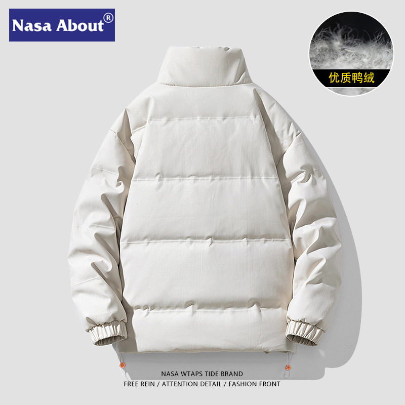 NASA Joint Name New Winter Stand Collar Solid Color down Jacket Men's All-Match Fashion Thickened Couple Winter Clothing Coat Fashion