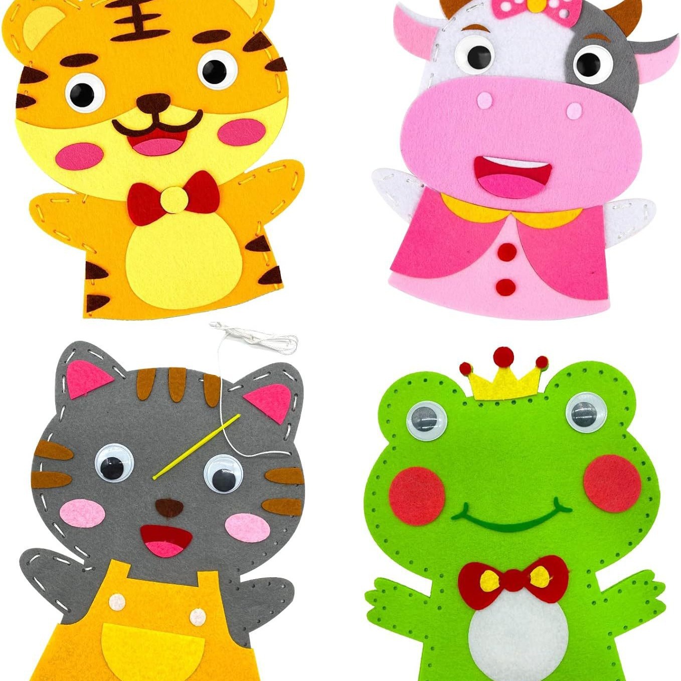 创意儿童毛毡diy卡通手偶玩具 幼儿园不织布手工制作粘贴材料包