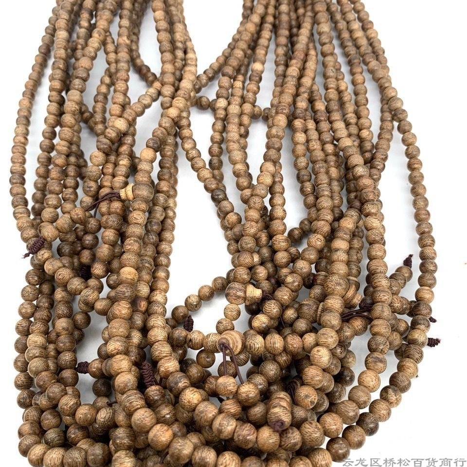 保真沉香手串6mm108 颗海南老料水格原木佛珠手链念珠 男女款