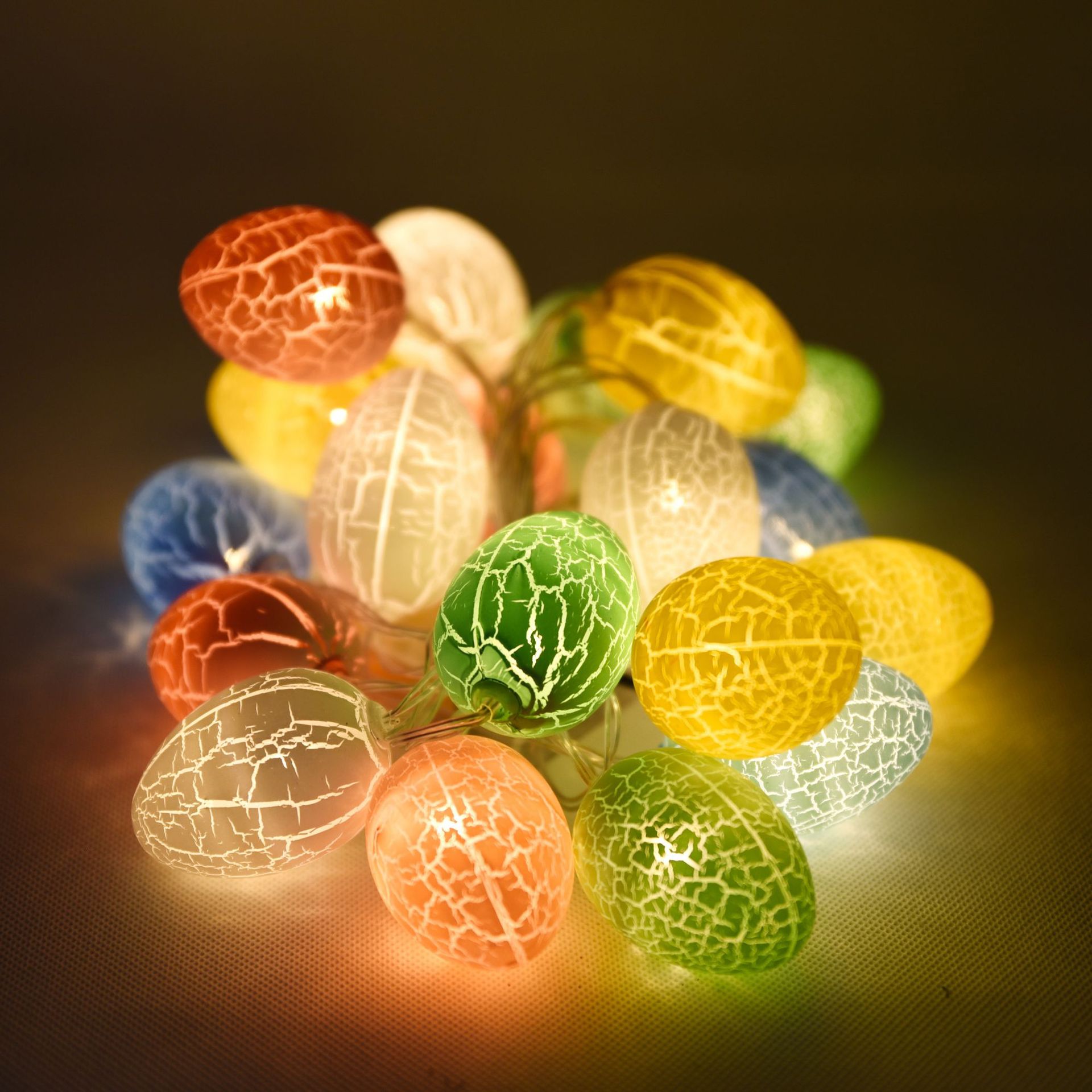 亚马逊复活节led彩蛋灯串多色裂纹鸡蛋串灯少女心节日装饰彩灯