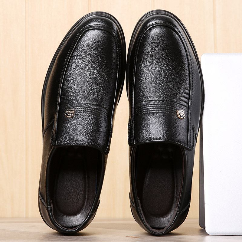 皮鞋男士爸爸款真皮软底中年人春秋款中老年单鞋四季老爸男父亲鞋