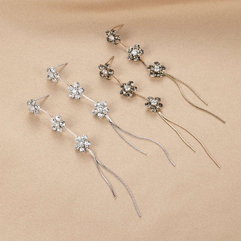 Meixun Flower Earrings Earrings 2023 New Trendy 925 Silver Needle Long Tassel Earrings Korean Elegant Earrings