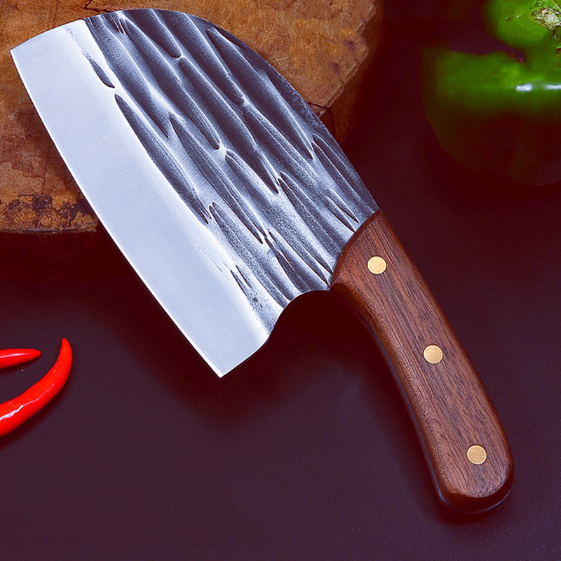 圆头刀家用锻打斩切两用刀厨房女士刀锋利鱼头刀不锈钢龙泉砍骨刀