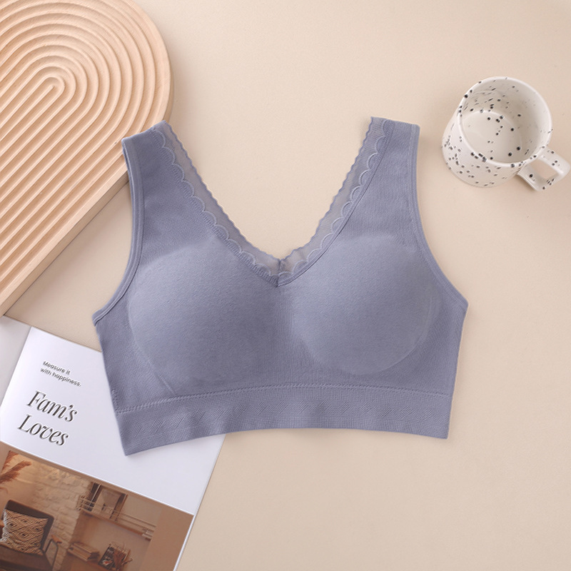 Xinmei Back Fixed Cup Underwear Women's Small Chest Push up Sports Wireless Lace Edge Wrapped Chest Breast Holding Vest Style Text