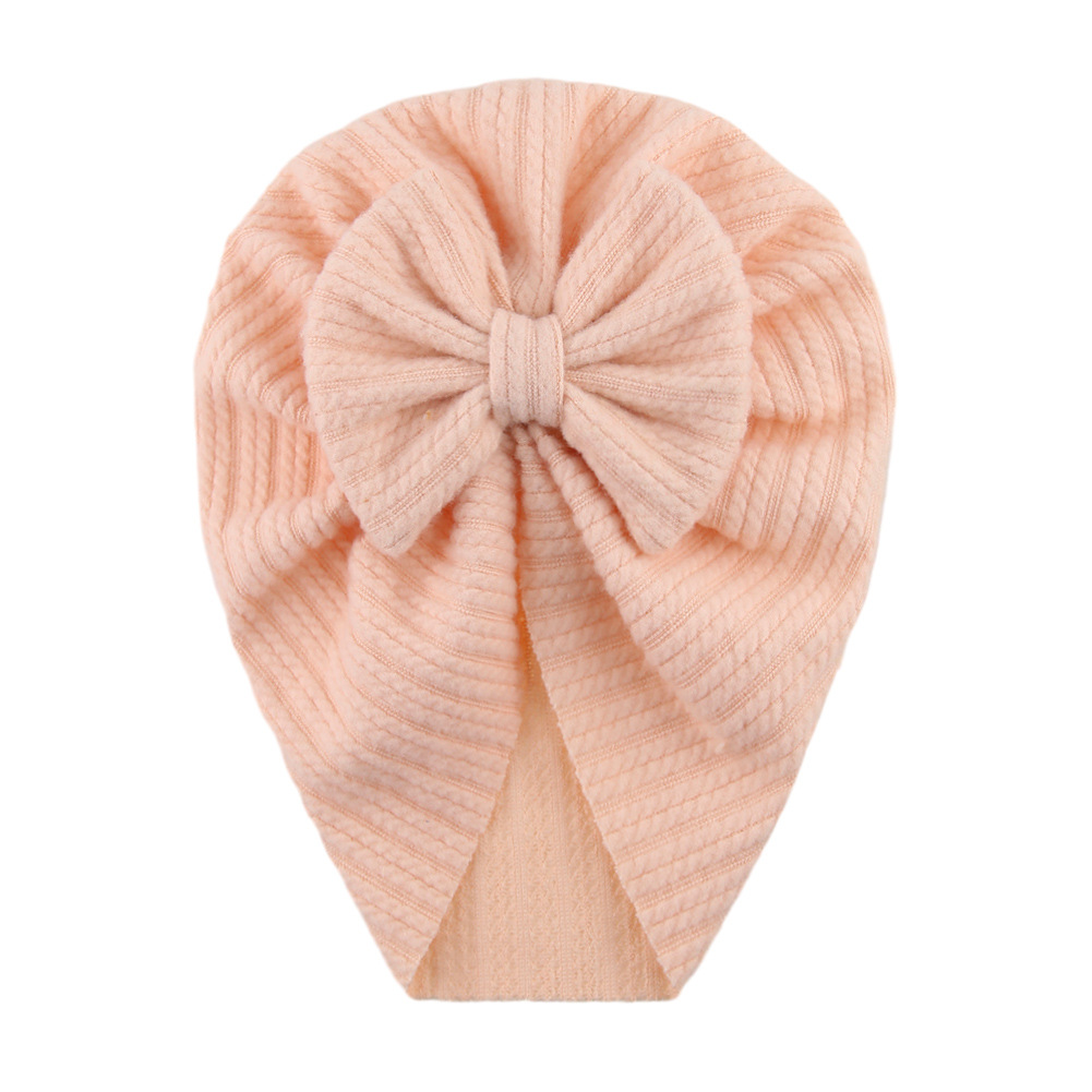 Cross-Border New Arrival Children's Knitted Sleeve Cap Autumn and Winter Brushed Bow Baby Indian Hat Baby Warm Beanie