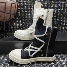 bvcemiu rick暗黑高街五芒星粗鞋带owens帆布高帮鞋男女同款ro鞋