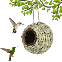 跨境爆款Temu亚马逊球形鸟巢 创意幼教手工编织鸟屋园艺装饰鸟窝