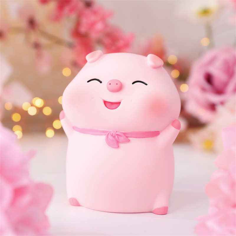 卡通兜兜猪软胶拍拍叫存钱罐多功能不可取储蓄罐收纳家居摆放饰品