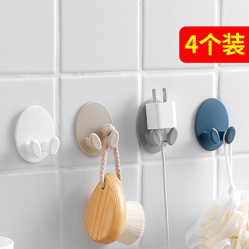 插头挂钩免打孔强力粘胶挂钩厨房墙壁挂收纳电源线插头支架固定器