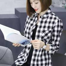 女款格子衬衫长袖 韩版修身 黑白格子 黑红格子 春节夏季
