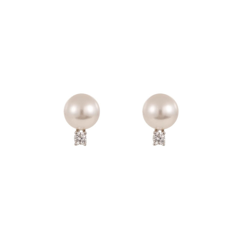 Tiqi Japanese Minimalist S925 Sterling Silver Imitation Pearl Earrings Women's Exquisite Petite Earrings Inlaid Zircon Fashion Ear Jewelry