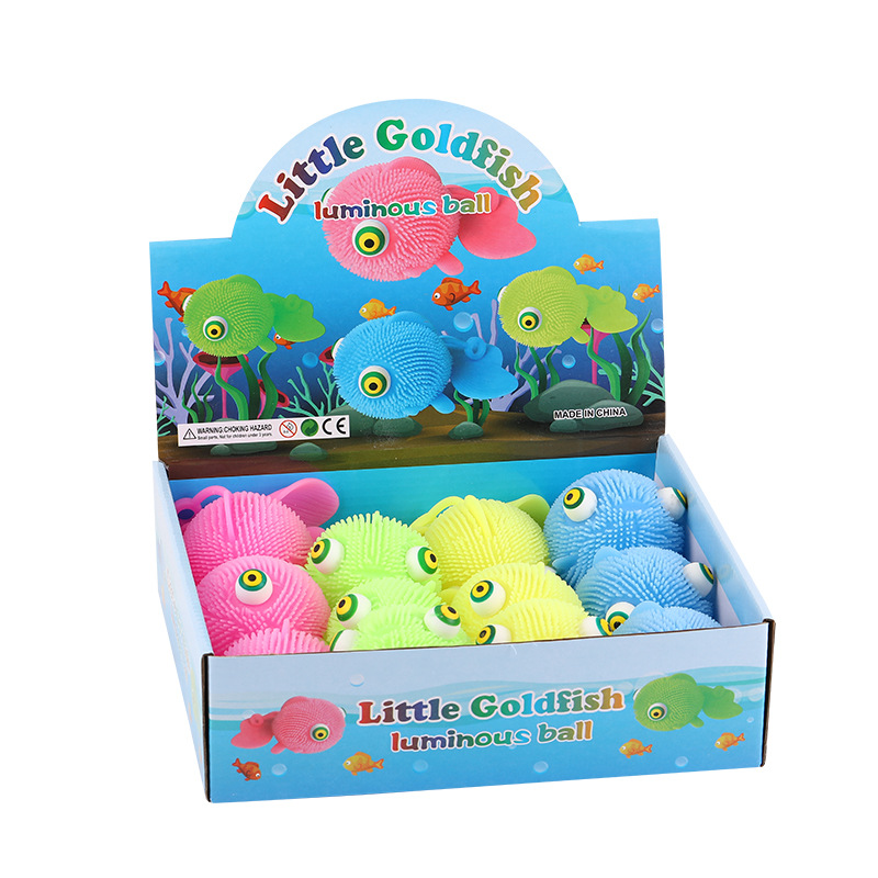 Fun Flash Convex Goldfish Hairy Ball Children Decompression Luminous Elastic Ball Stall Funny Ugly Fish Squeezing Toy