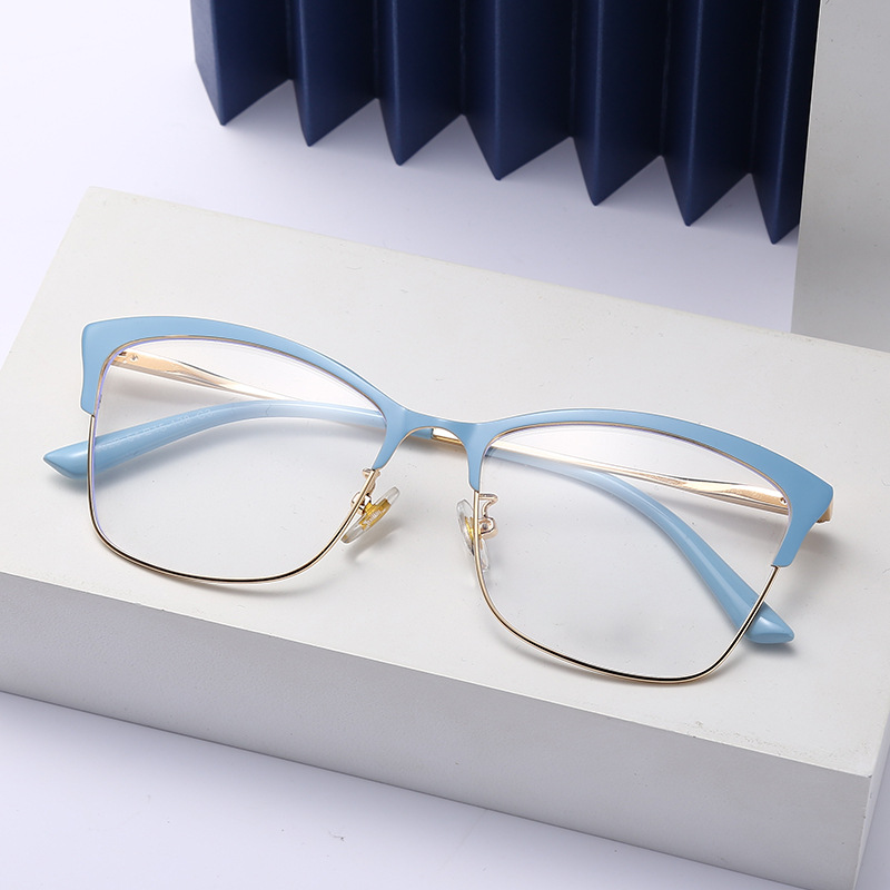 2021新款防蓝光眼镜素颜眼镜框金属近视眼镜架厂家现货跨境批发