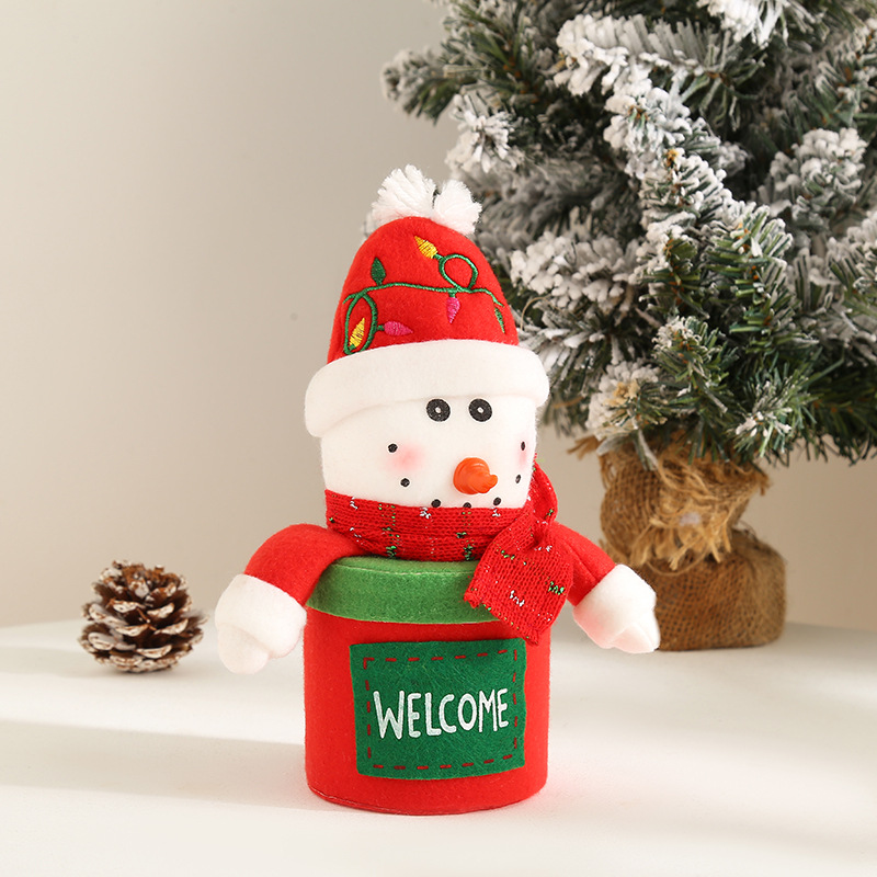 Christmas Apple Bucket Snowman Santa Claus Cartoon Doll Three-Dimensional Decoration Christmas Creative Holiday Gifts Bucket