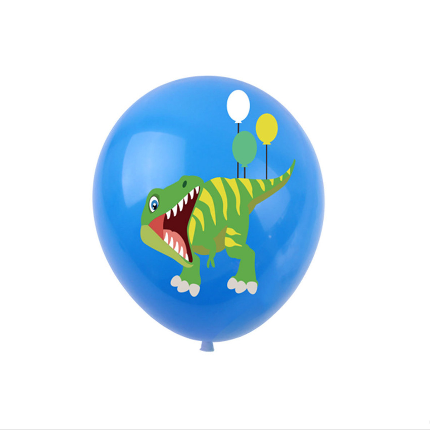 12-Inch Colorful Dinosaur Printed Rubber Balloons Children's Birthday Party Decoration Theme Animal Cartoon Balloon Set