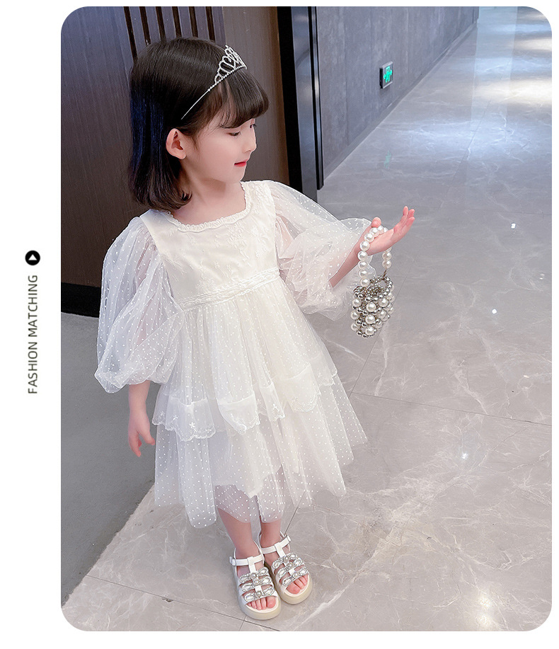 花童白纱裙儿童礼服公主裙蓬蓬纱蛋糕裙女童生日礼裙小孩的婚纱裙