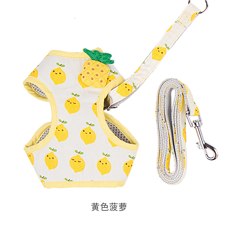 New Dog Rope Small and Medium-Sized Dog Chest Strap Fruit Printed Dog Breast Strap Dog Chest Strap Anti Breaking Loose Adjustable Dog Leash