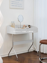 奶油风梳妆台现代简约小户型卧室不锈钢带抽屉化妆桌家用收纳桌子