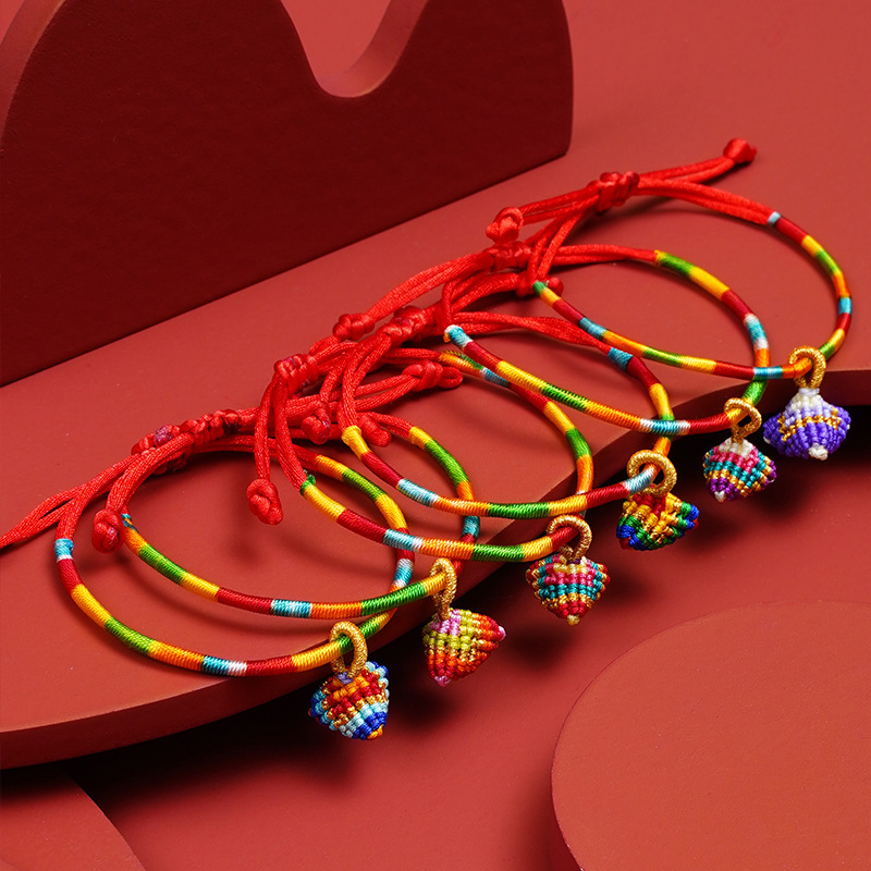 Handmade Weaving Ethnic Style Dragon Boat Festival Colorful Rope Zongzi Bracelet Colorful Wire May Festival Carrying Strap Live Gifts