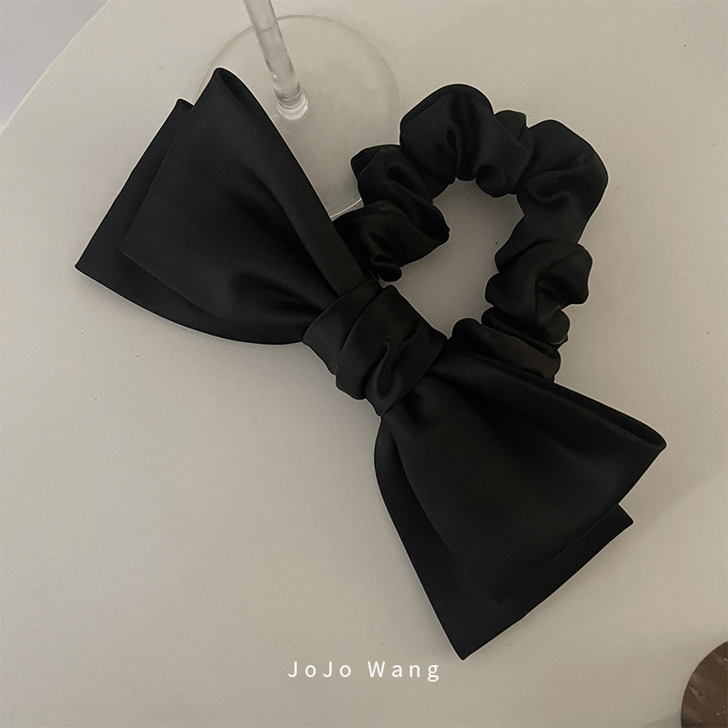 Zhao Lusi Satin Black Bow Large Intestine Ring Hair Ring Hair Rope Female Hairware Back Head Black Headband South Korea