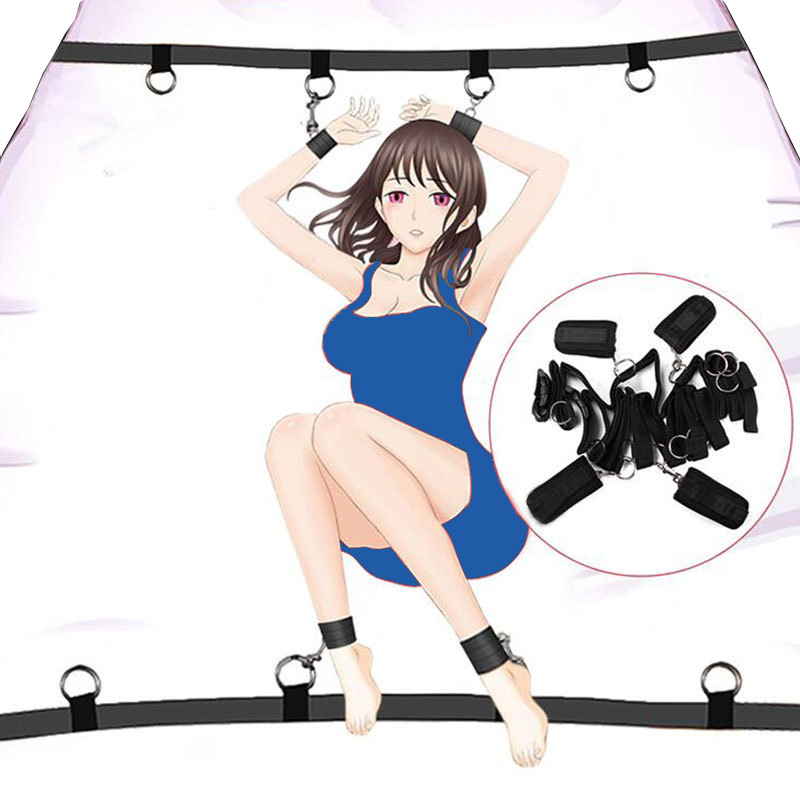 可调节毛绒床上捆绑束缚多钢圈大字另类夫妻性玩具sm成人情趣用品