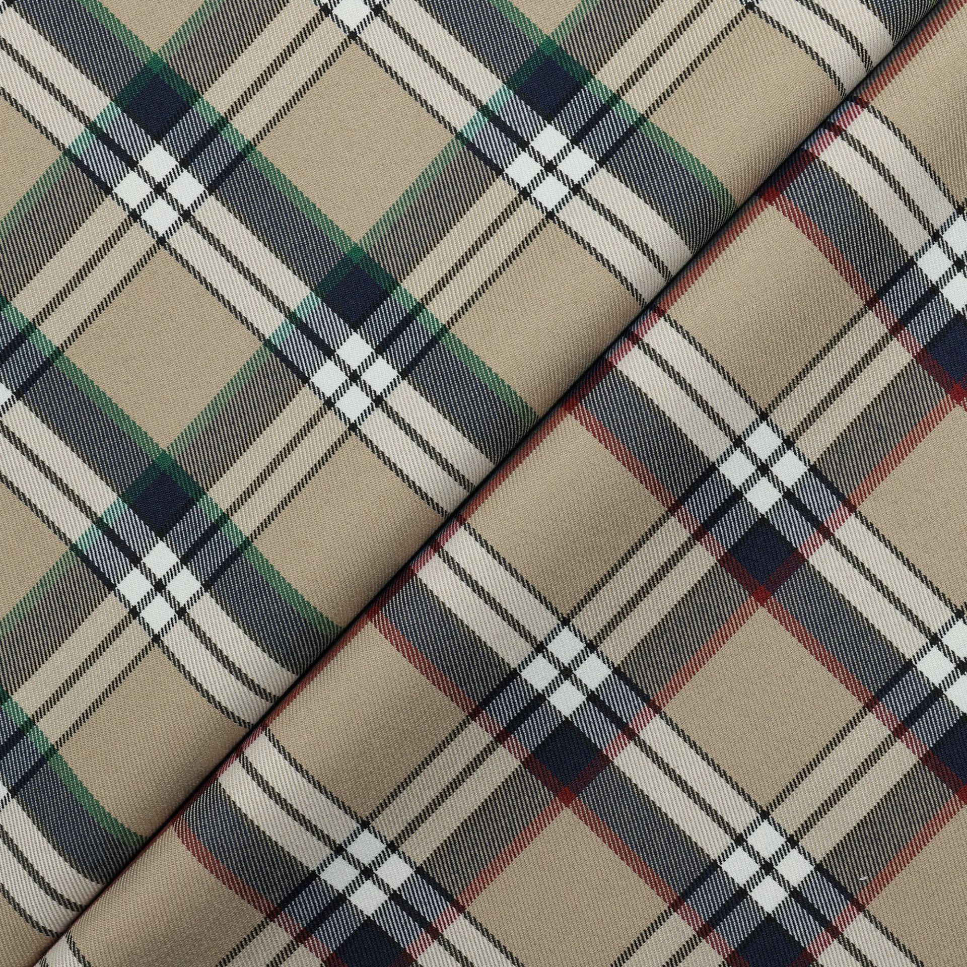 tr色织斜纹弹力米色格子布休闲文艺西装裤料箱包鞋帽装饰成品面料