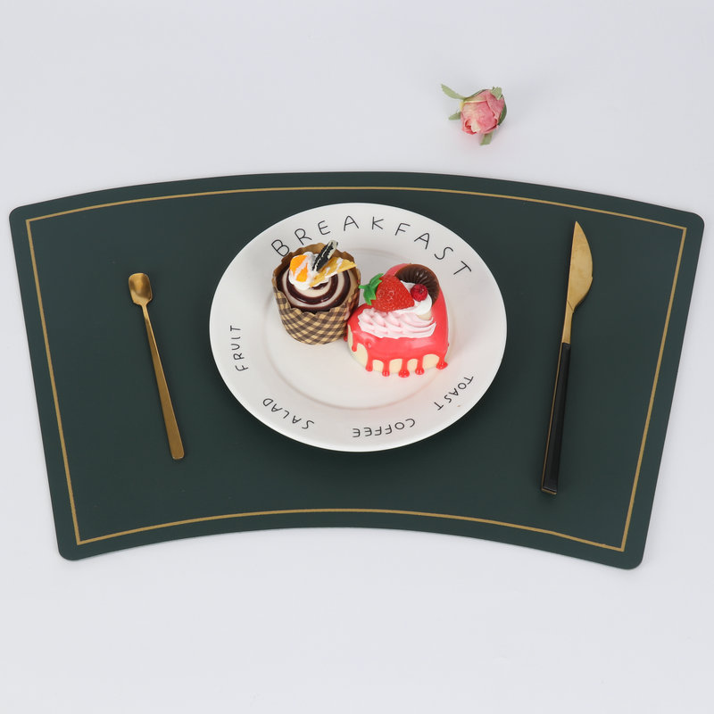 厂家北欧ins风扇形餐垫pvc皮革防水隔热桌垫酒店圆桌西餐垫子批发