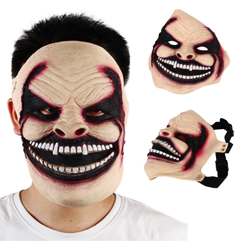 万圣节恐怖流血半脸面具魔鬼脸丧尸面具鬼屋密室角色扮演吓人道具